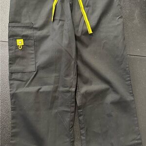 WonderWink Black Scrub Pants with Yellow Details
